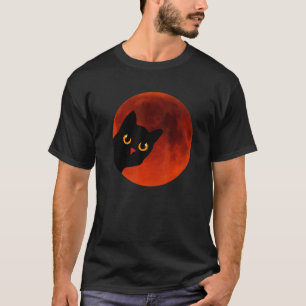 Black Cats Yellow Cat Eyes moon the red Scary T-Shirt