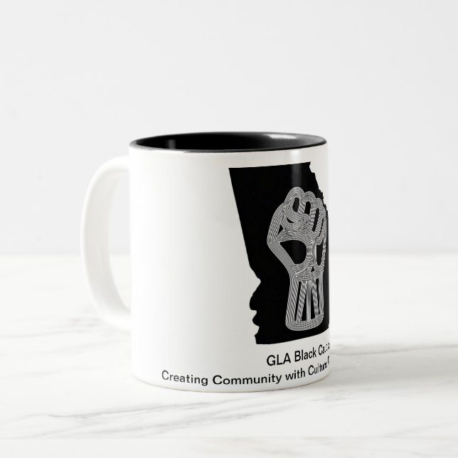 Black Caucus Power Fist Two-Tone Coffee Mug (Front Left)