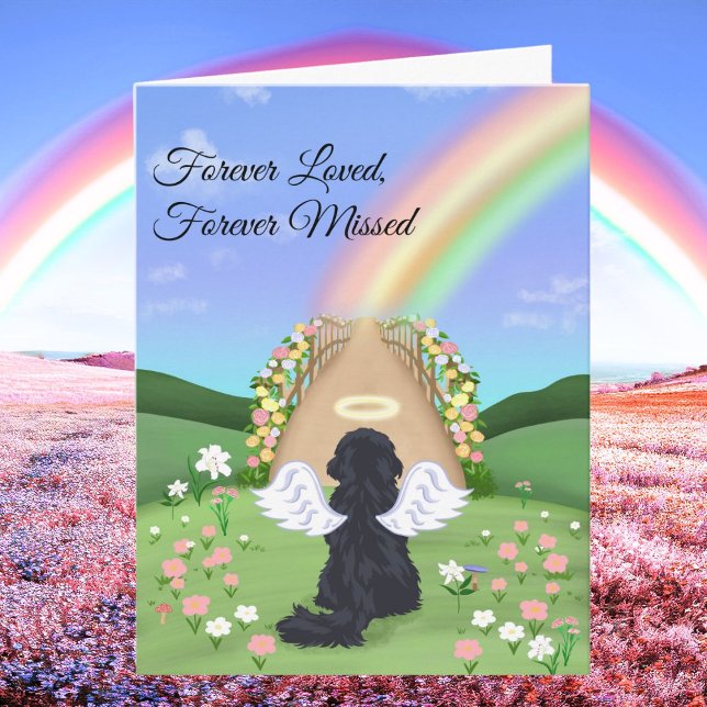 Black Cavalier King Charles Rainbow Bridge  Card (Creator Uploaded)