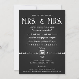 Black Caviar Elegant Gothic Engagement Party  Invitation