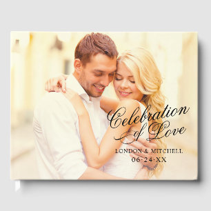 Black Celebration of Love Photo Wedding Guest Book