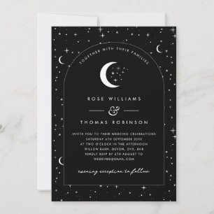 Black Celestial Arched Wedding Invitation