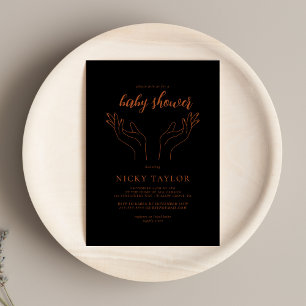 Black Celestial Hand Baby Shower Invitation