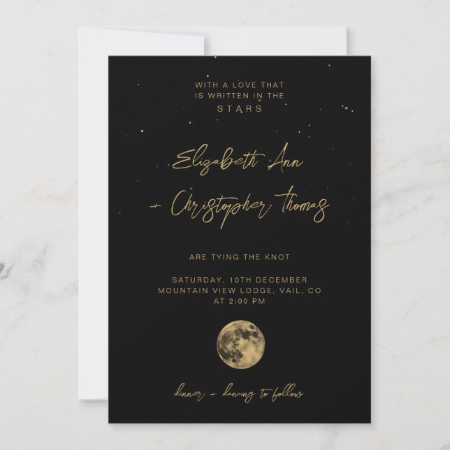 Black Celestial Wedding Invitation (Front)