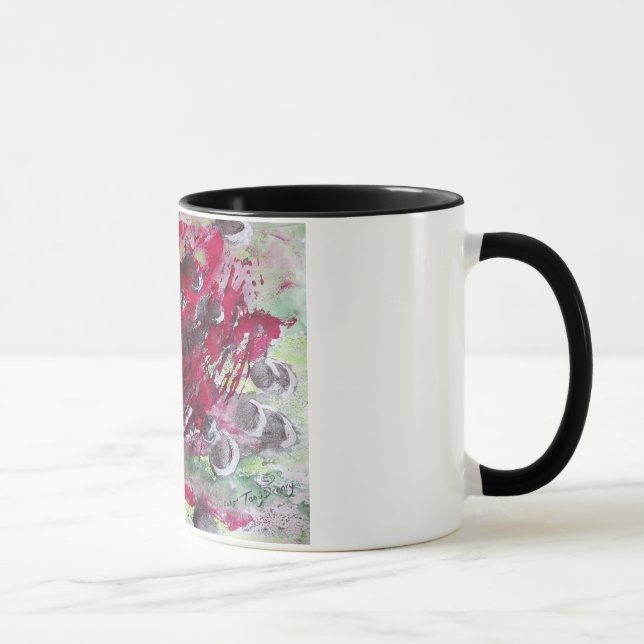 Black cellular life bubbles  Abstract Art Mug (Right)