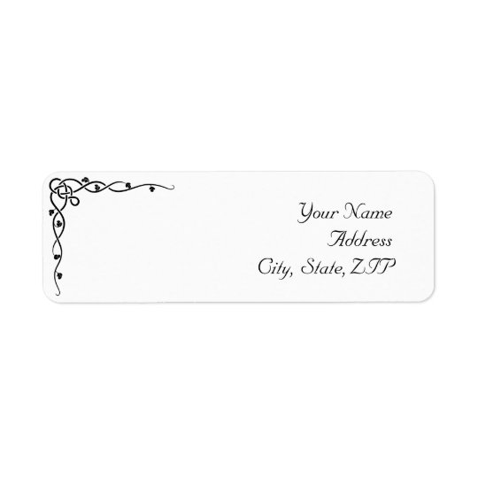 Black Celtic Knot Corner Vine Return Address Label