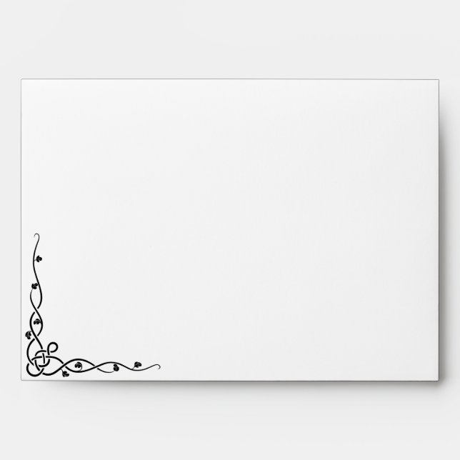 Black Celtic Knot Corner Vine Wedding Envelope (Front)
