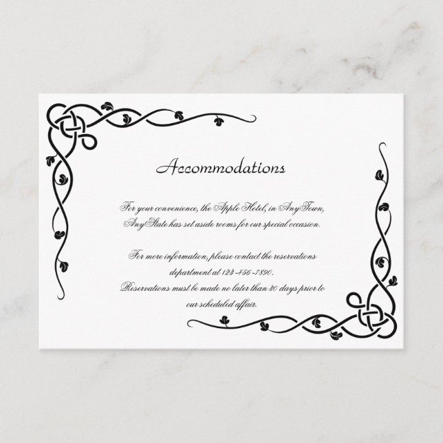 Black Celtic Knot Corner Vine Wedding Insert (Front)