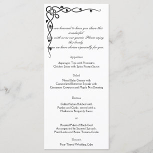 Black Celtic Knot Corner Vine Wedding Menu
