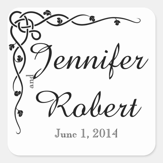 Black Celtic Knot Corner Wedding Envelope Seal (Front)