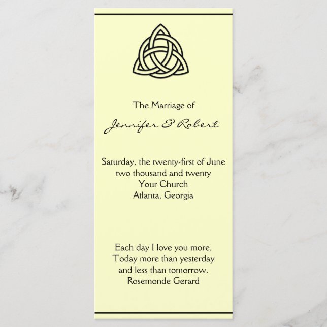 Black Celtic Knot Wedding Program Programme (Front)
