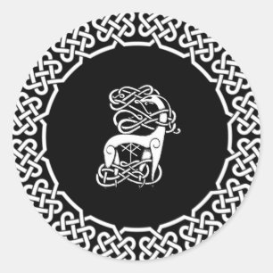 Black Celtic/Nordic deer Classic Round Sticker