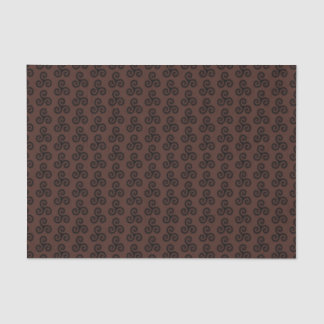 Black Celtic Triple Spiral Triskele on Brown Tissue Paper