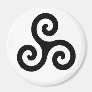 Black Celtic Triple Spiral Triskele on White Magnet