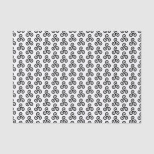 Black Celtic Triple Spiral Triskele on White Tissue Paper