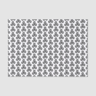Black Celtic Triple Spiral Triskele on White Tissue Paper