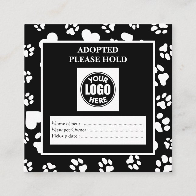 Black Certificate Pet Adoption with Custom Logo  (Front)