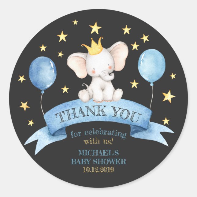 black chalk baby elephant classic round sticker (Front)