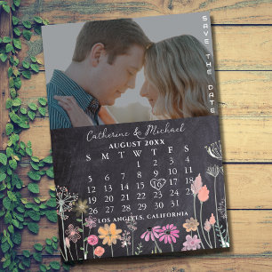Black Chalk Board Photo Date Calendar Save The Date