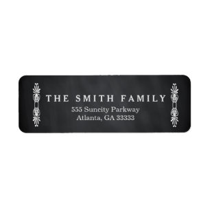 Black Chalk Board Swirl Pattern Weeding Address