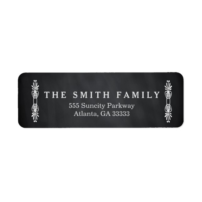 Black Chalk Board Swirl Pattern Weeding Address (Front)