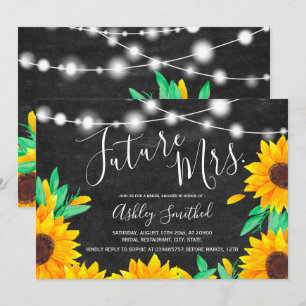 black chalk string lights sunflowers bridal shower invitation