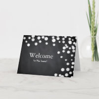 Black Chalkboad Falling Sparkles Polka Dot Welcome