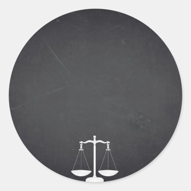 Black Chalkboard Attorney Law Customise Text Classic Round Sticker (Front)