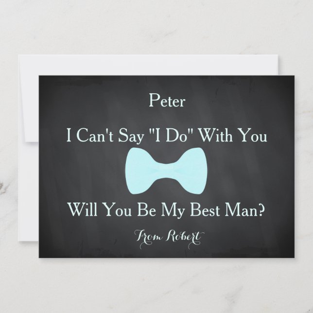 Black Chalkboard Bow Will you be my Bestman Invitation (Front)