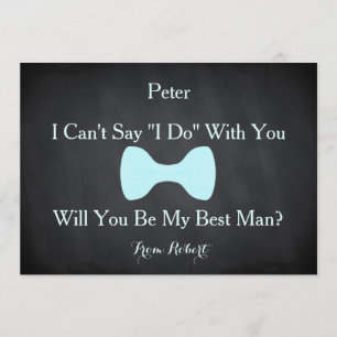 Black Chalkboard Bow Will you be my Bestman Invitation