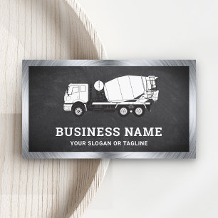 Black Chalkboard Concrete Mixer Cement Truck Business Card