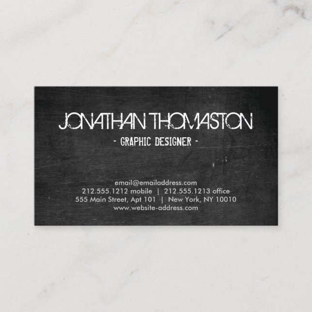 Black Chalkboard Designer Business Card (Front)