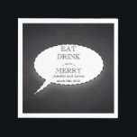 Black Chalkboard Eat, Drink & Be Married Wedding Napkin<br><div class="desc">This is a personalised Eat,  Drink & Be Married Chalkboard wedding paper napkins for your reception. You can customise with your bride and groom names,  monogram initial,  wedding date and adding colours. It is also great for wedding showers,  rustic wedding receptions,  bridal showers,  wedding anniversaries,  couple showers</div>