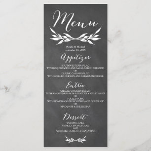 Black Chalkboard Floral Wedding Menu Card