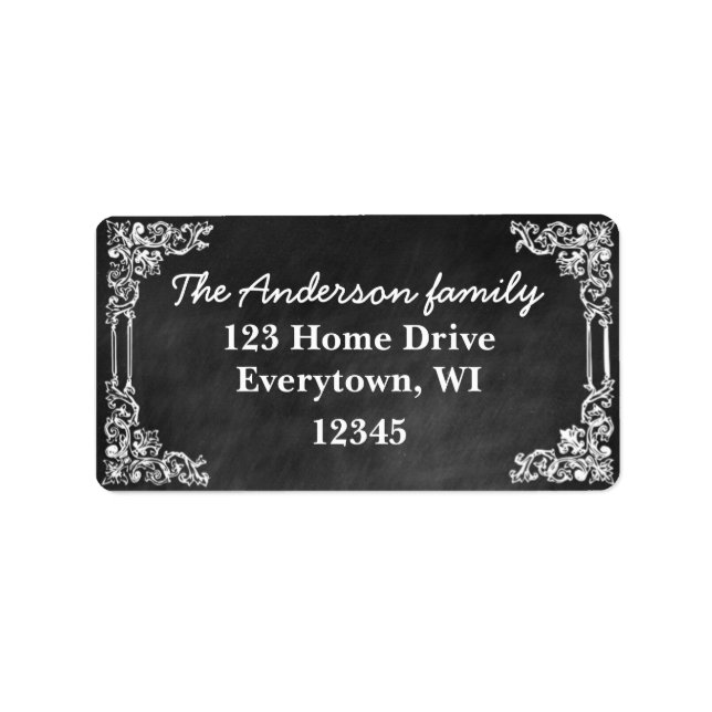 Black Chalkboard frame customise address label (Front)