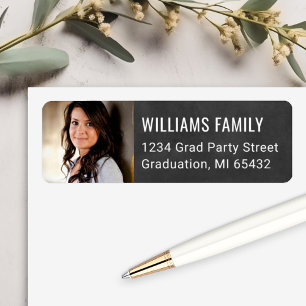 Black Chalkboard Graduate Photo Return Address