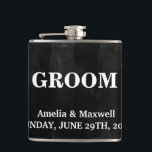 Black Chalkboard Groomsman Hip Flask<br><div class="desc">This is Black Chalkboard Groomsman Modern Flask.  This flask feature is a Black Chalkboard background. It is Fully customisable. It is a unique gift that's perfect for weddings,  birthdays,  and special events.</div>