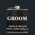 Black Chalkboard Groomsman Hip Flask<br><div class="desc">This is Black Chalkboard Groomsman Modern Flask.  This flask feature is a Black Chalkboard background. It is Fully customisable. It is a unique gift that's perfect for weddings,  birthdays,  and special events.</div>