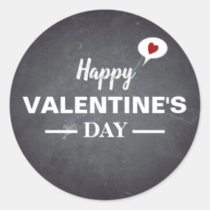 Black Chalkboard Happy Valentines Day Classic Round Sticker
