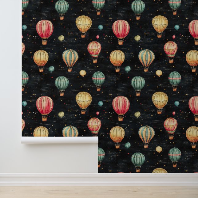 Black Chalkboard Hot Air Balloon Kindergarten Wall (Application)