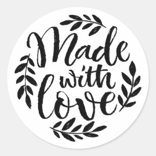 Black Chalkboard Lettering Made With Love Sticker