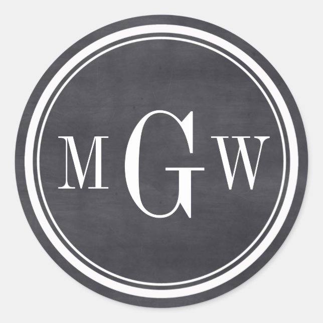 Black Chalkboard Monogram Envelope Seals Favour Ta (Front)