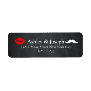 Black Chalkboard Moustache and Kiss Custom Monogra