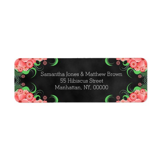 Black Chalkboard Pink Floral Return Address Labels