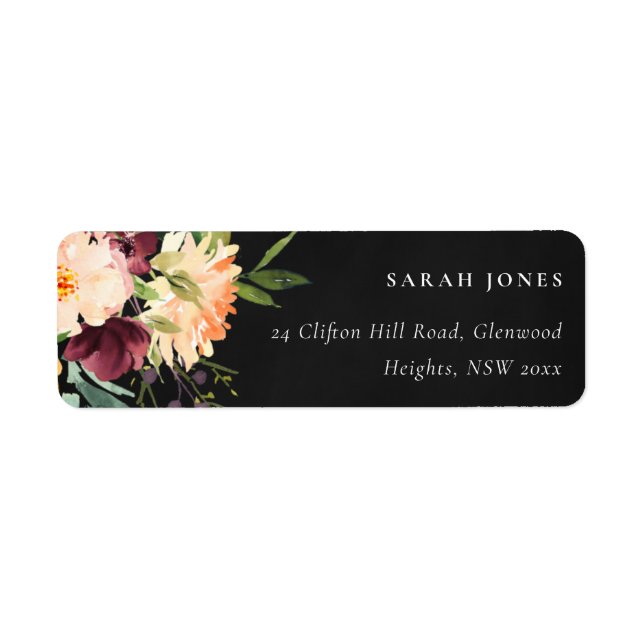 BLACK CHALKBOARD PINK YELLOW ORANGE FLORAL ADDRESS (Front)