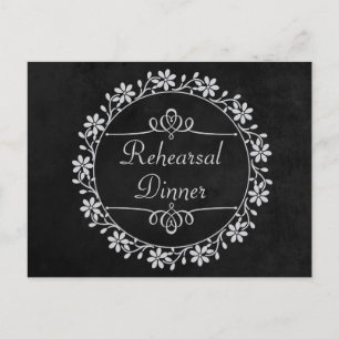 Black Chalkboard Rehearsal Dinner Flower Wedding Invitation Postcard