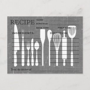 Black Chalkboard Retro Recipe Card Kitchen Tools