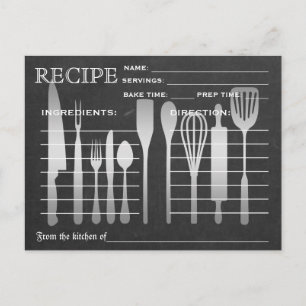 Black Chalkboard Retro Recipe Card Kitchen Tools