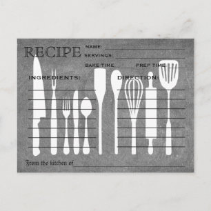 Black Chalkboard Retro Recipe Card Kitchen Tools