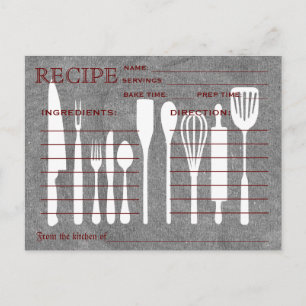 Black Chalkboard Retro Recipe Card Kitchen Tools